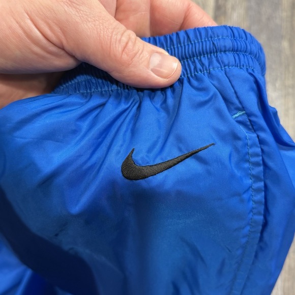 Nike Y2K Track Pants Mens L Blue Nylon Windbreaker Joggers Zip Ankle Leg Swoosh - Picture 6 of 13